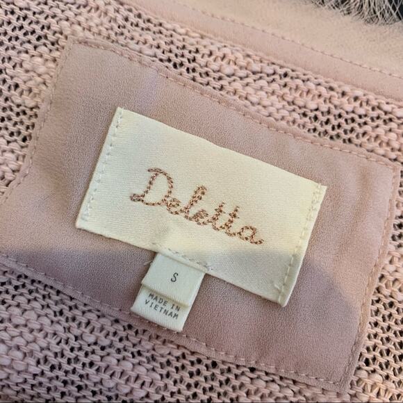 Anthropologie Deletta light pink burnout ruffle bottom top size Small - Picture 8 of 15
